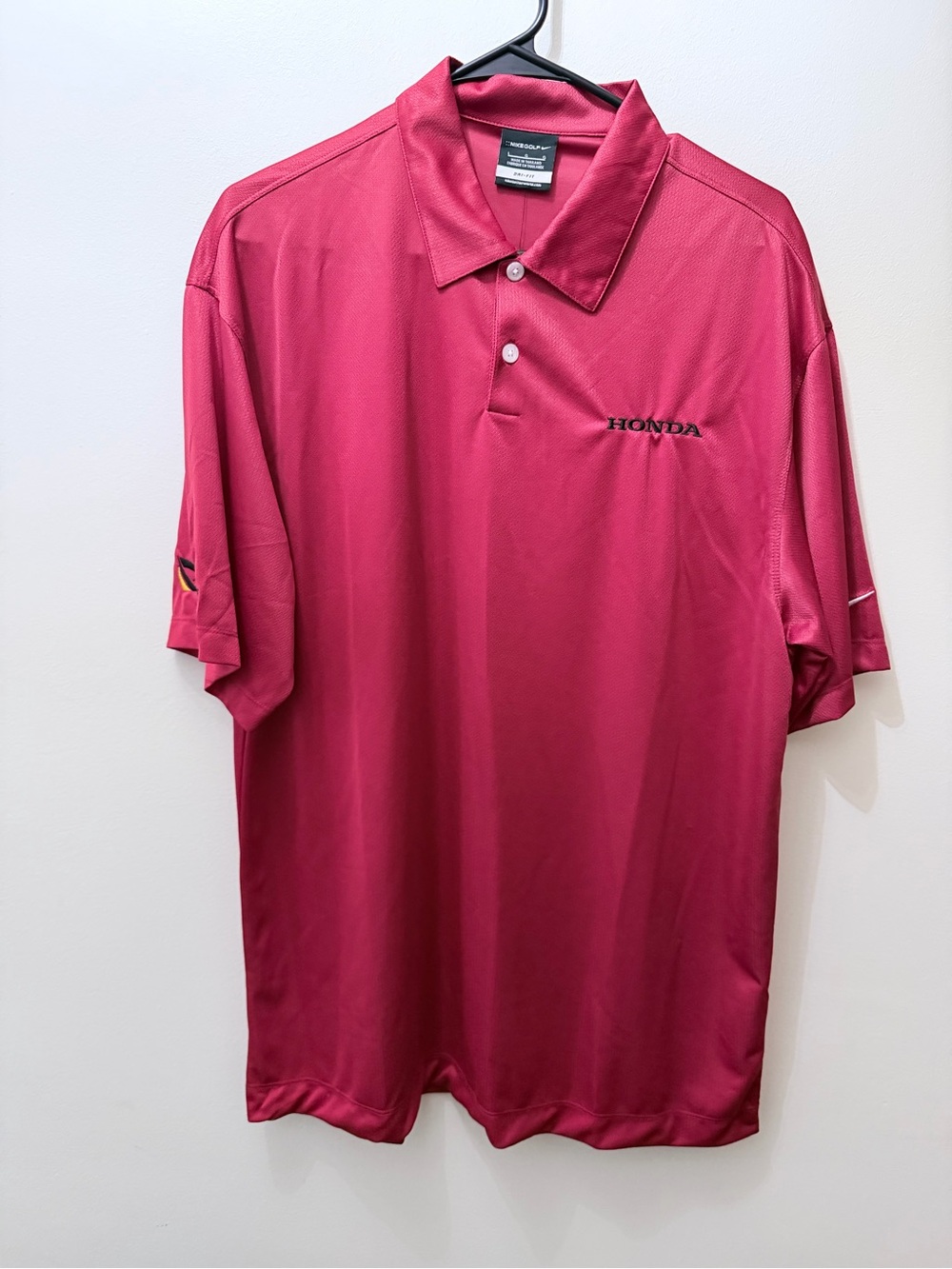 Nike Golf Dri Fit Polo Red Shirt Honda Embroidered Logo Mens Large NWT